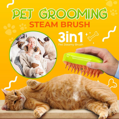 SteamCarePro™ Pet Grooming Steamy Brush with Care Oil [Veterinarian-Approved]