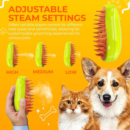 SteamCarePro™ Pet Grooming Steamy Brush with Care Oil [Veterinarian-Approved]